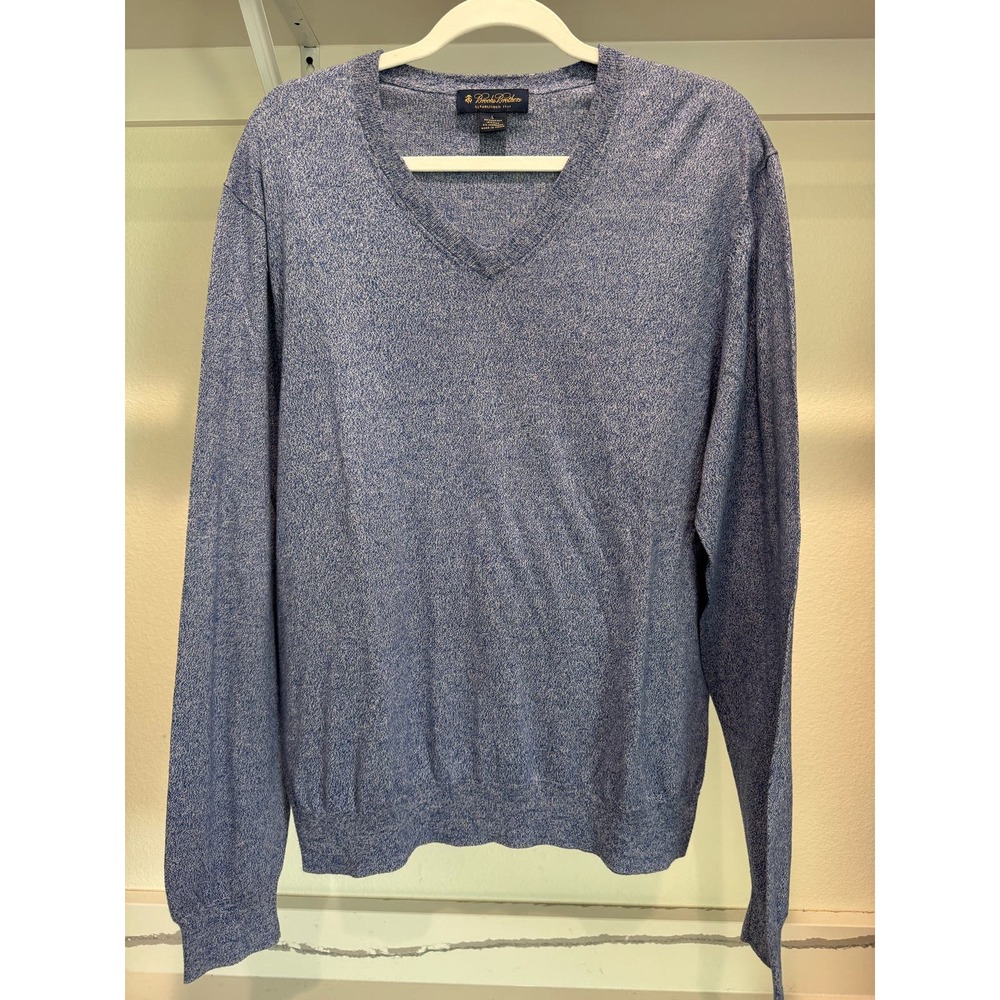 Brooks Brothers Light Cotton Sweater Long-Sleeve Blue Size Large Men's